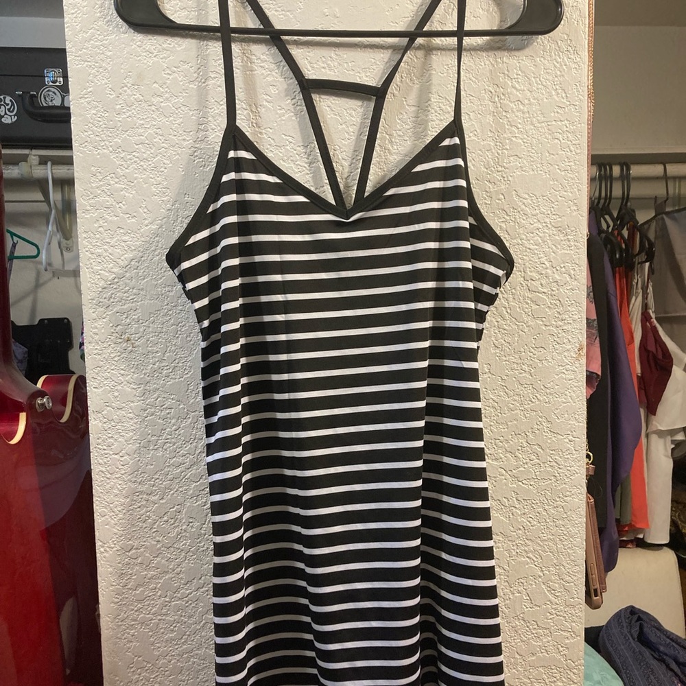 Black and white striped tunic/dress/cover-up